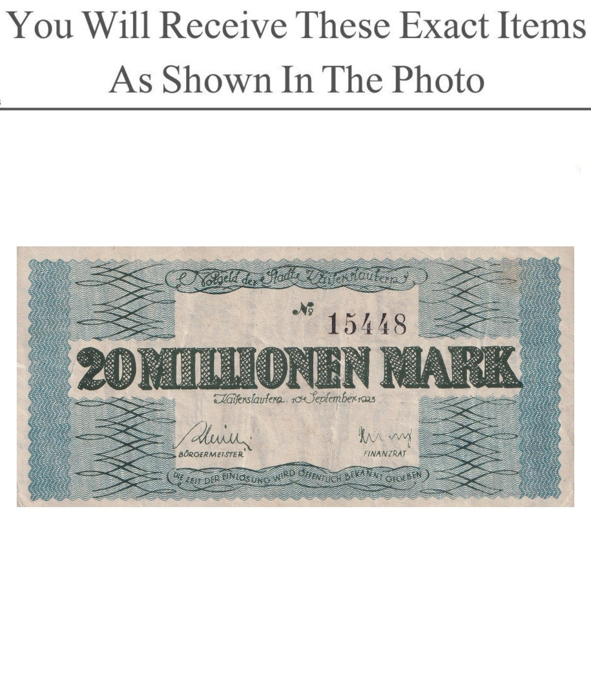 Germany Notgeld KAISERSLATERN 20 Million Mark 1923