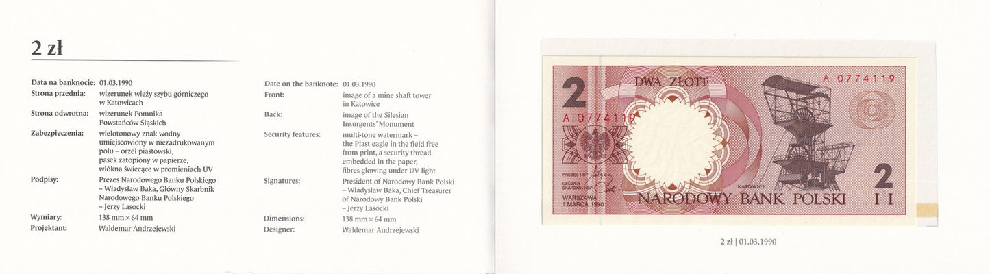 Poland 1 2 5 10 20-500 Zloty 1990 P 164 165-172 UNC Set 9 pcs With Folder