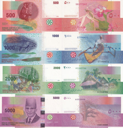 Comoros 500 1000 2000 5000 Francs 2005-2006 P 15b 16 17 18 UNC Set 4 pcs