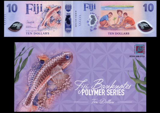 Fiji 10 Dollars 2026 P New Polymer Design UNC AA Prefix With Folder