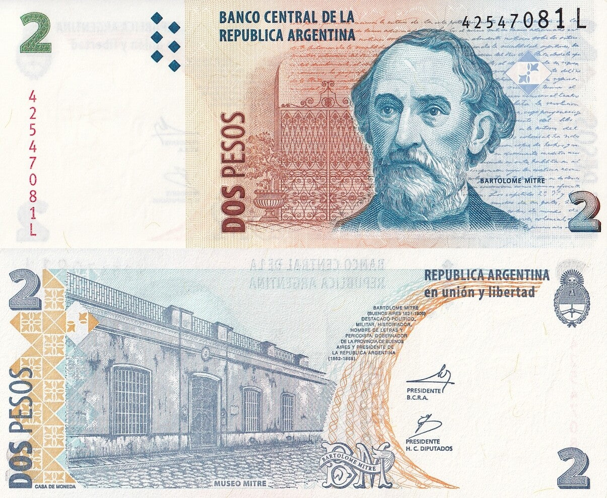Argentina 2 Pesos 2002-2012 P 352 UNC Series L