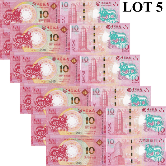 Macau Macao 10 2021 P 88F 124 UNC BOC BNU COMM. Chinese Lunar OX Set 2 Lot 5