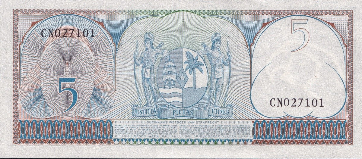 Suriname 5 Gulden 1963 P 120 UNC