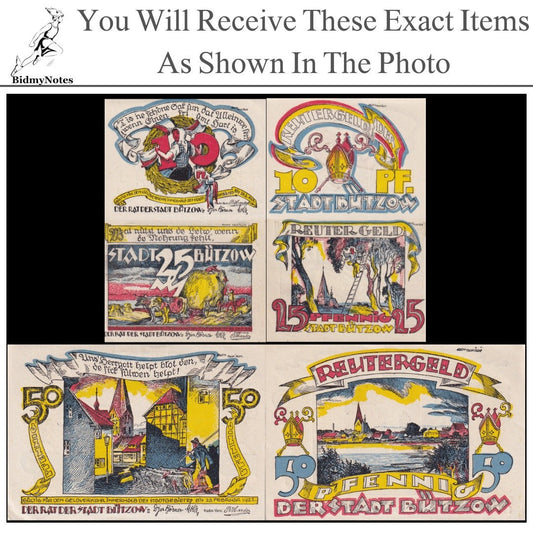 Germany Notgeld BUTZOW 10 25 50 Pfennig 1922 Set 3 pcs