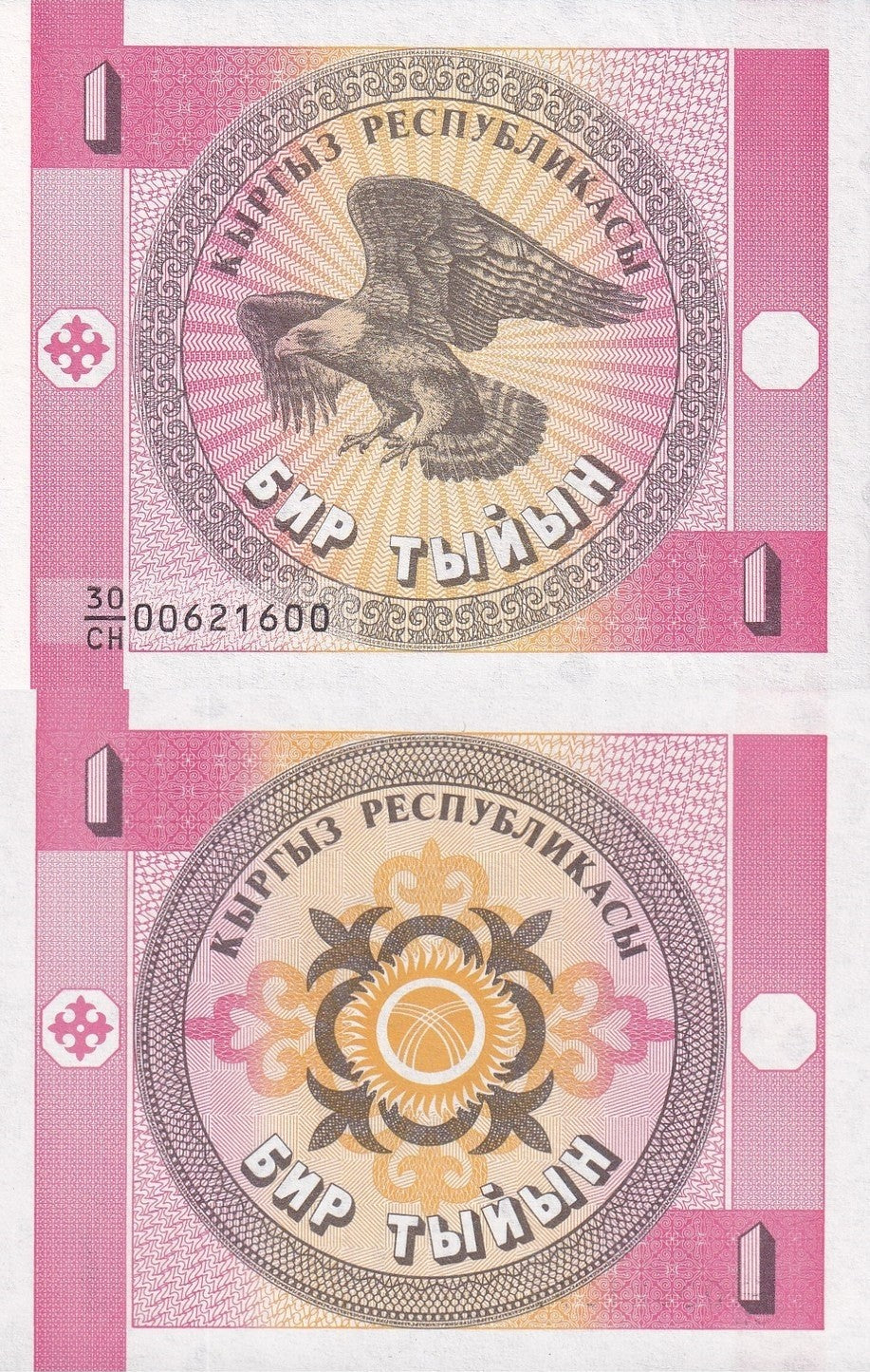 Kyrgyzstan 1 Tyiyn ND 1993 P 1a UNC 1 Bundle Lot 100 pcs