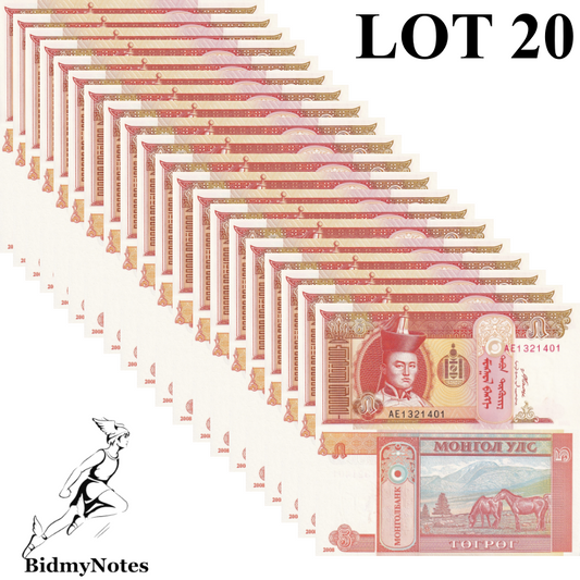Mongolia 5 Togrog 2008 P 61Ba UNC 1/5 Bundle Lot 20 Pcs