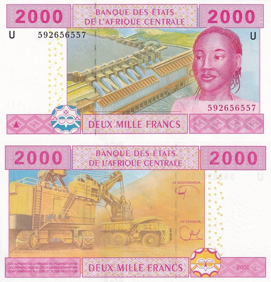Central African States Cameroon 2000 Francs 2002 P 208Ue Code U UNC