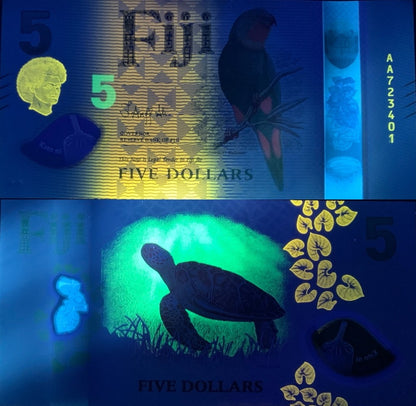 Fiji 5 Dollars 2026 P New Design Polymer UNC AA Prefix