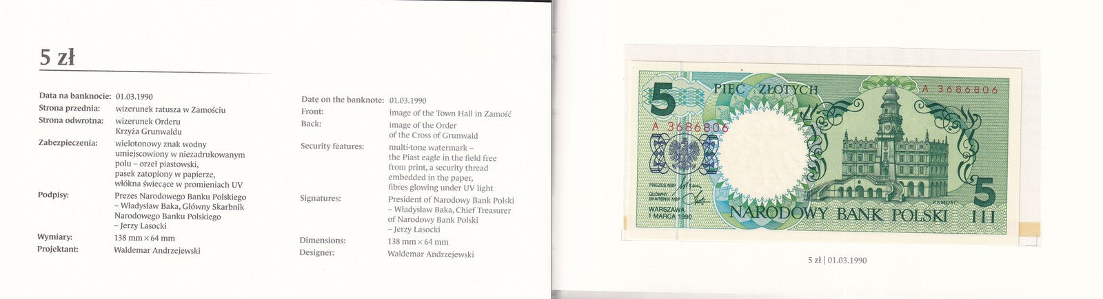 Poland 1 2 5 10 20-500 Zloty 1990 P 164 165-172 UNC Set 9 pcs With Folder