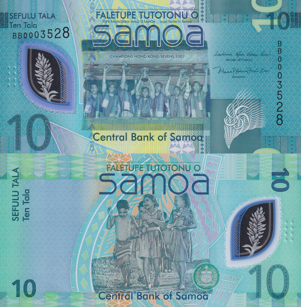 Samoa 10 Tala ND 2023 P 48 Polymer UNC LOW S/N 000XXXX 1/20 Bundle Lot 5 pcs