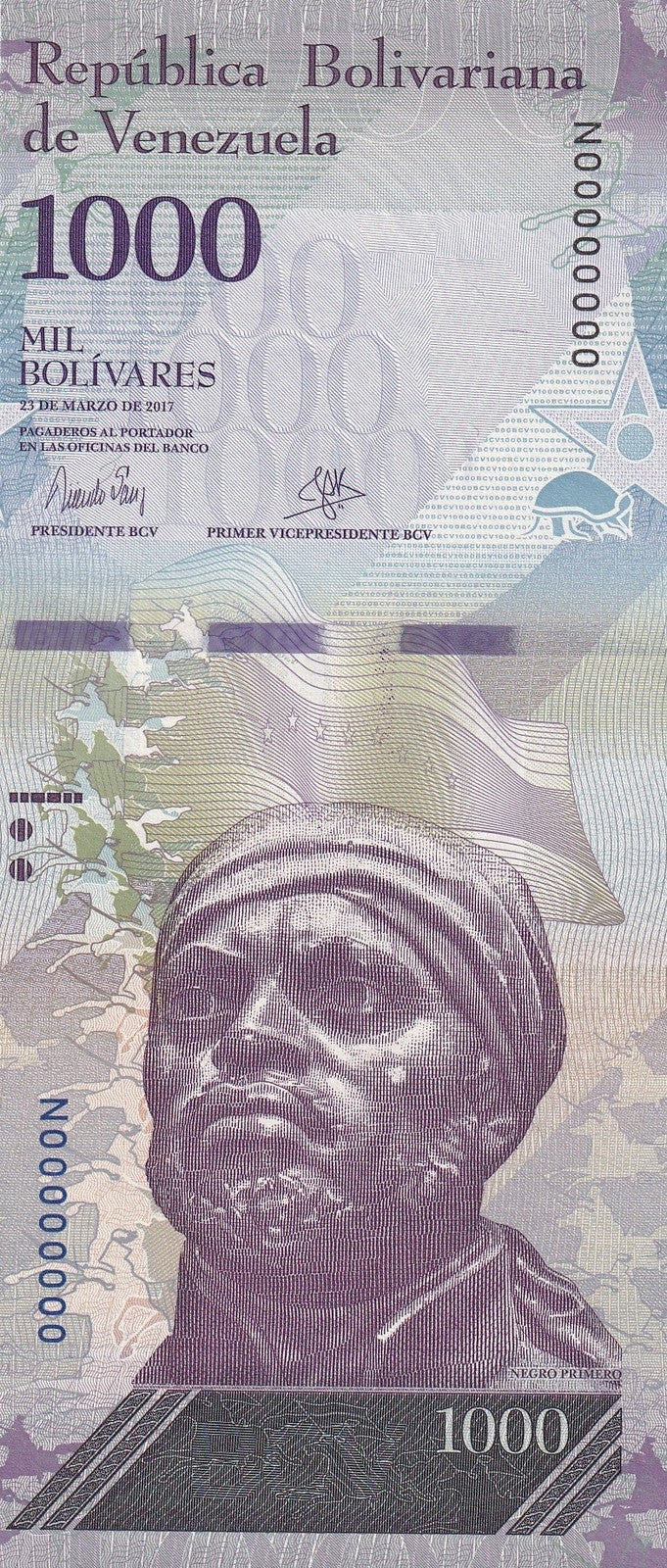 Venezuela 1000 Bolivars 2017 P 95 UNC SPECIMEN