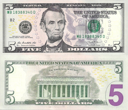 United States of America USA 5 Dollars 2013 P 539 "B" NEW YORK UNC