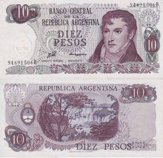 Argentina 10 Pesos ND 1976 P 300 UNC FOXING
