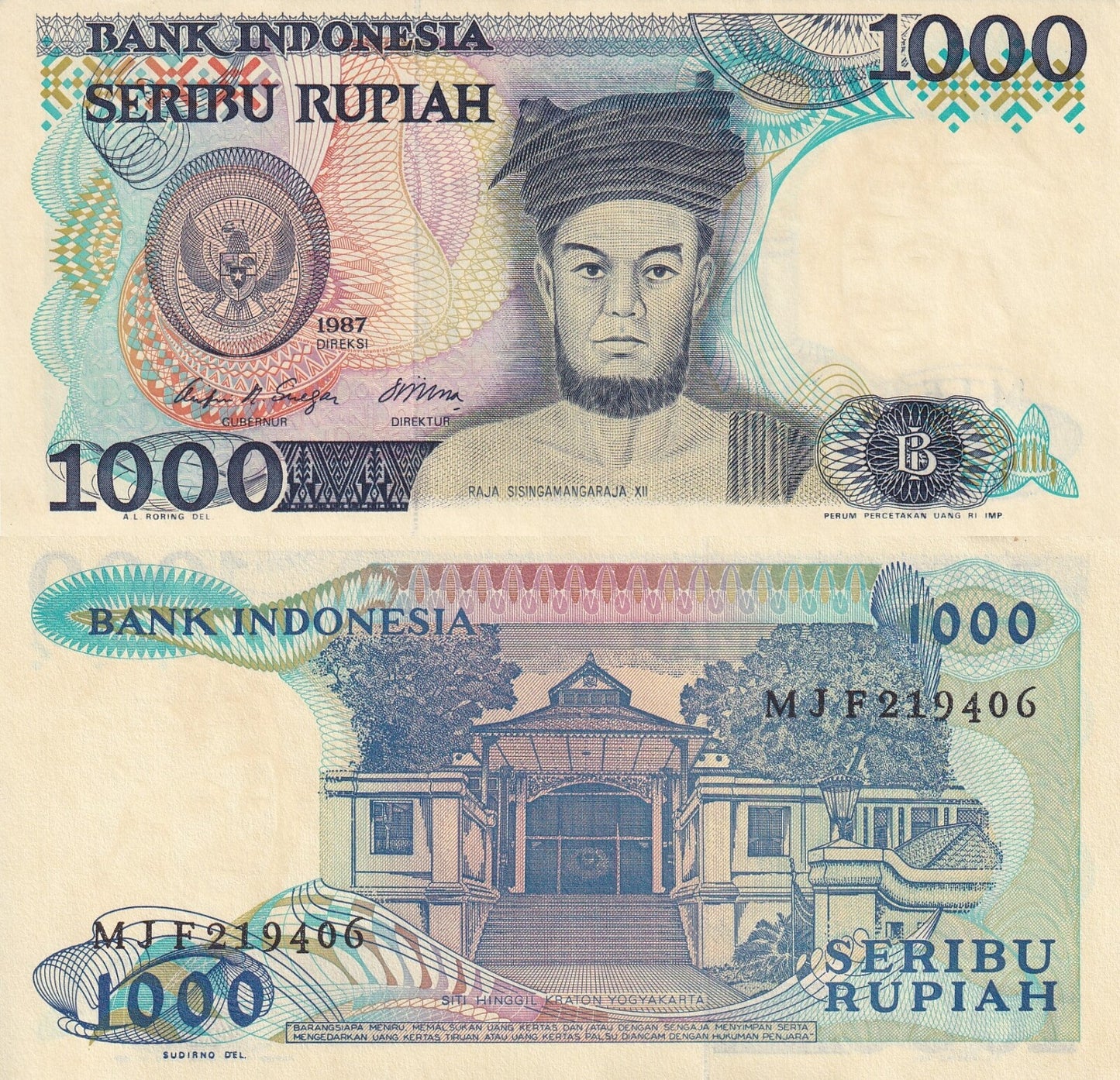 Indonesia 1000 Rupiah 1987 P 124 UNC