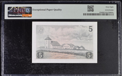 Iceland Landsbanki Islands 5 Kronur 1957 P 37b UNC PMG 68 EPQ TOP POP
