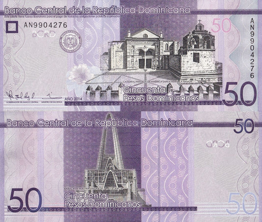 Dominican Republic 50 Pesos Dominicanos 2014 P 189a UNC