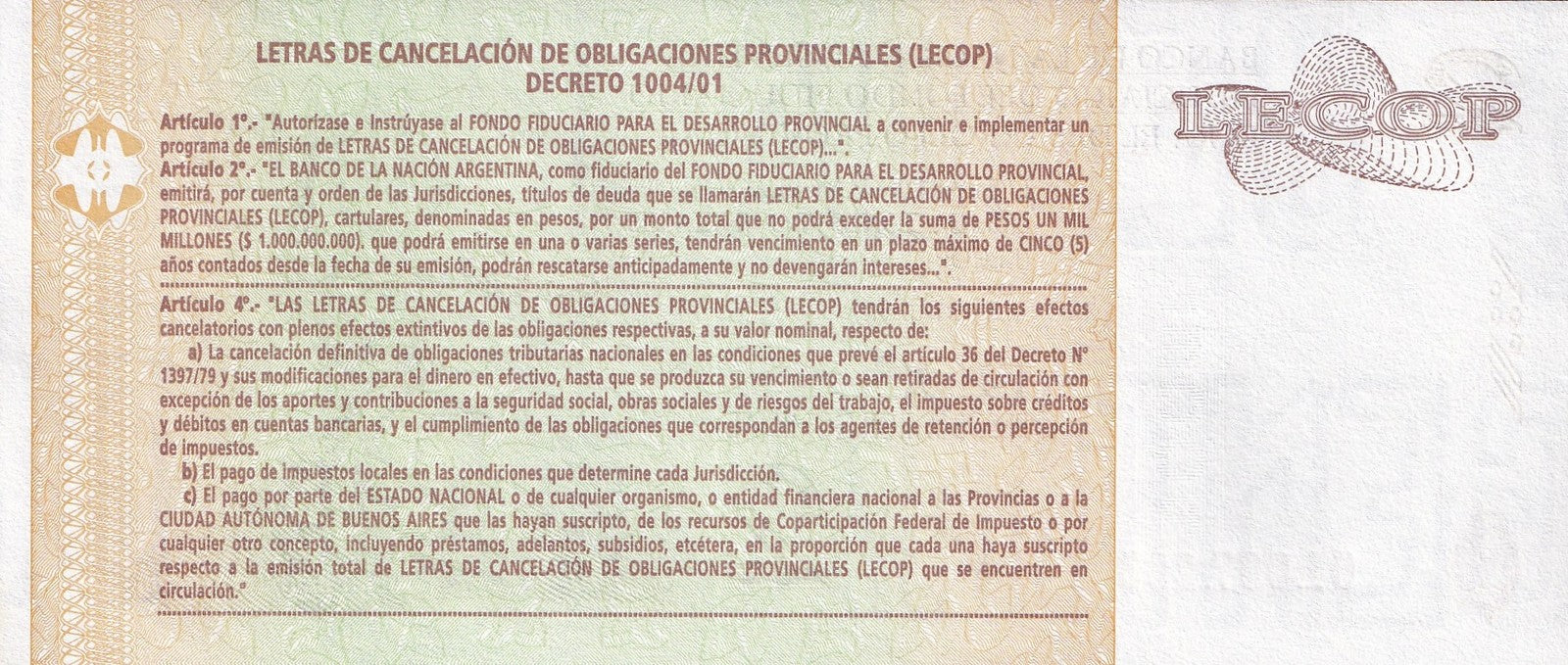 Argentina 2 Pesos 2006 P NL SERIE A UNC