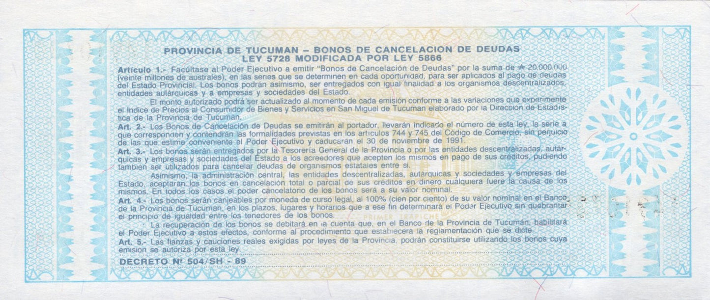 Argentina 10 Australes 1991 P S2713b(3) UNC