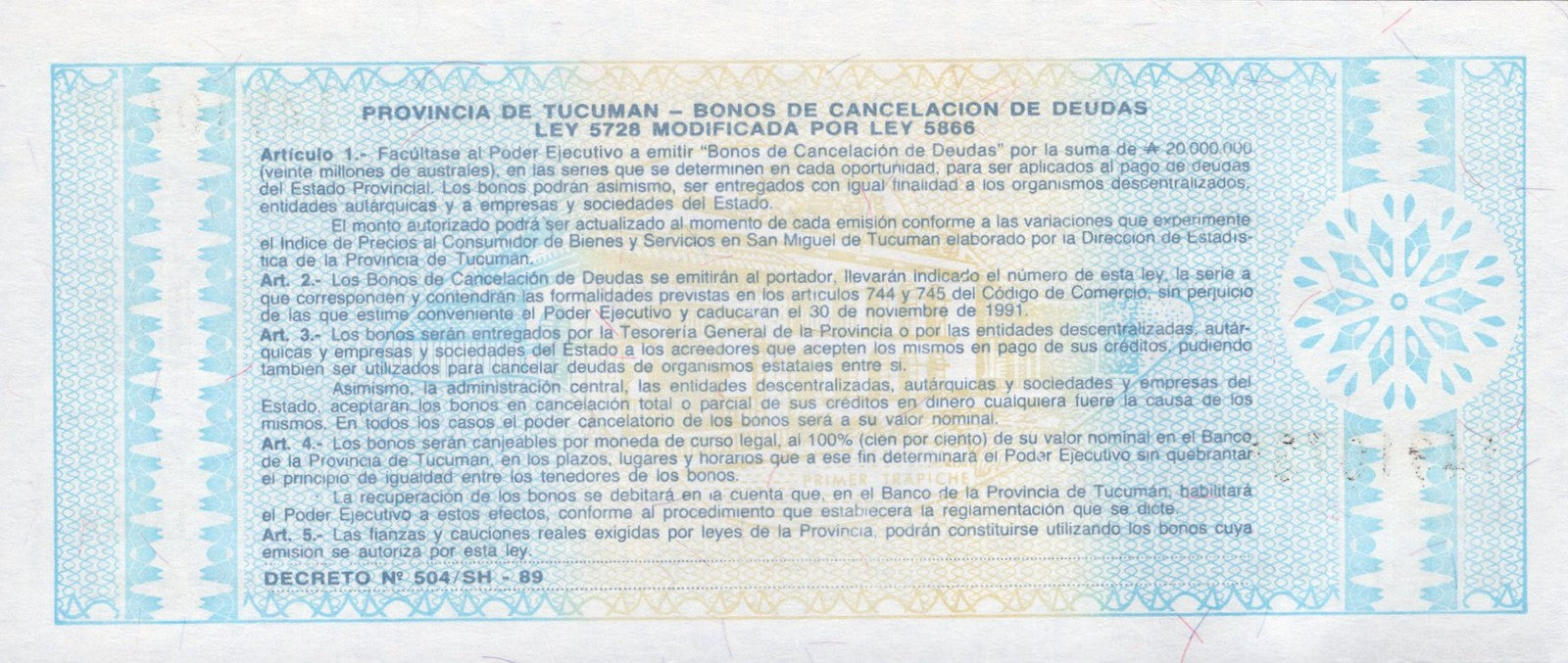 Argentina 10 Australes 1991 P S2713b(3) UNC
