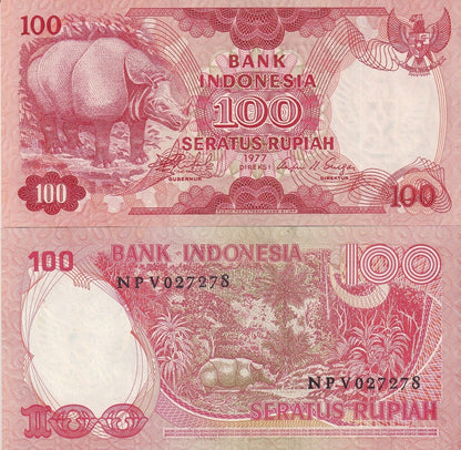 Indonesia 100 Rupiah 1977 P 116 UNC FOXING 