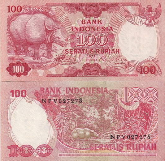Indonesia 100 Rupiah 1977 P 116 UNC FOXING 