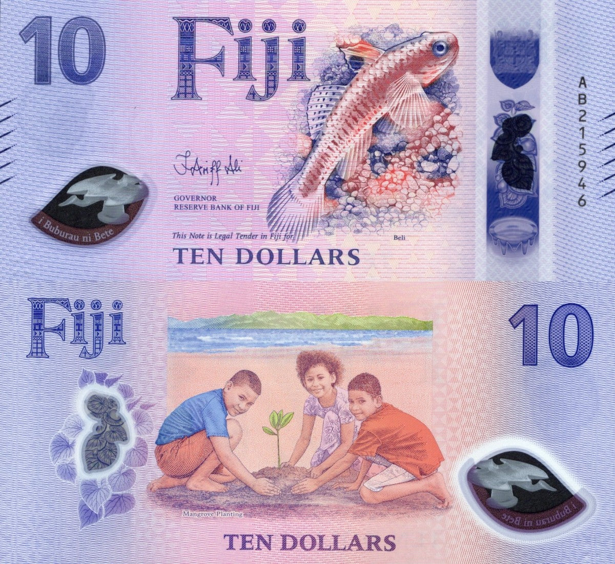 Fiji 10 Dollars 2026 P New Polymer Design UNC AA prefix With Folder