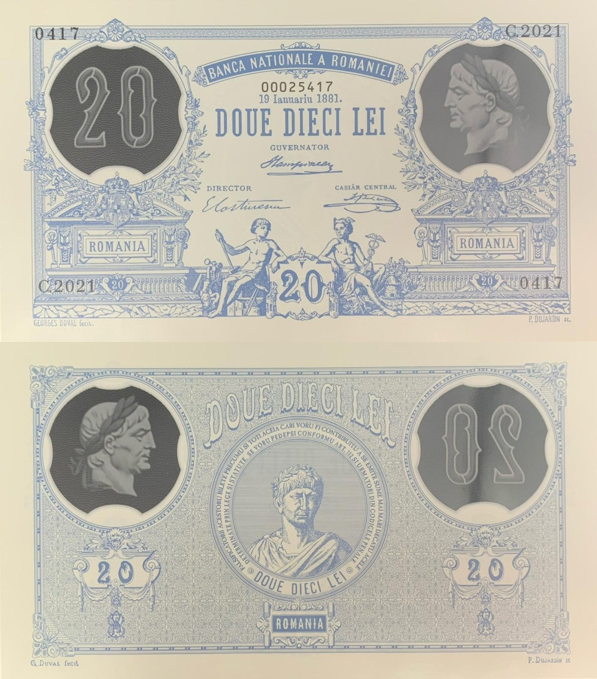 Romania 20 Lei 1881 / 2021 P 126 Polymer UNC COMM. With Folder