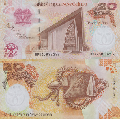 Papua New Guinea 20 Kina 2008 P 36 UNC Commemorative 1/20 Bundle LOT 5 pcs