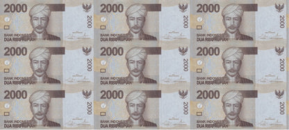 Indonesia 2000 Rupiah 2015 P 148g UNC Set 9 pcs SOLID 111111-999999