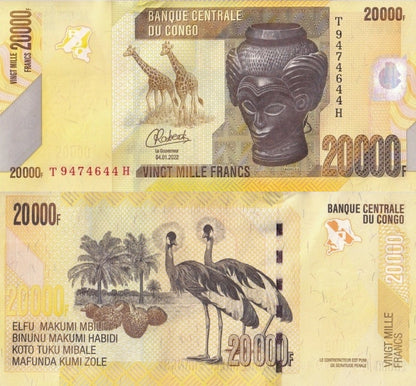 Congo Democratic Republic 20000 Francs 2022 P 104 UNC