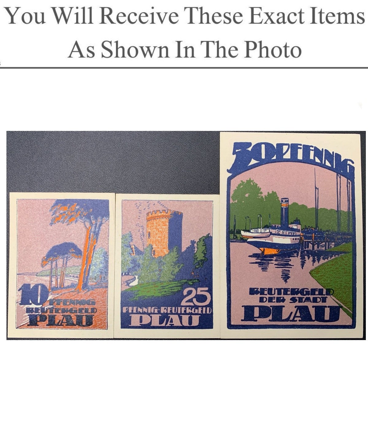 Germany Notgeld PLAU 10 25 50 Pfennig 1922 Full Set 3 pcs