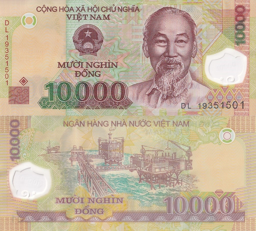 Viet Nam Vietnam 10000 Dong 2019 P 119 Polymer UNC 1/10 Bundle LOT 10 pcs