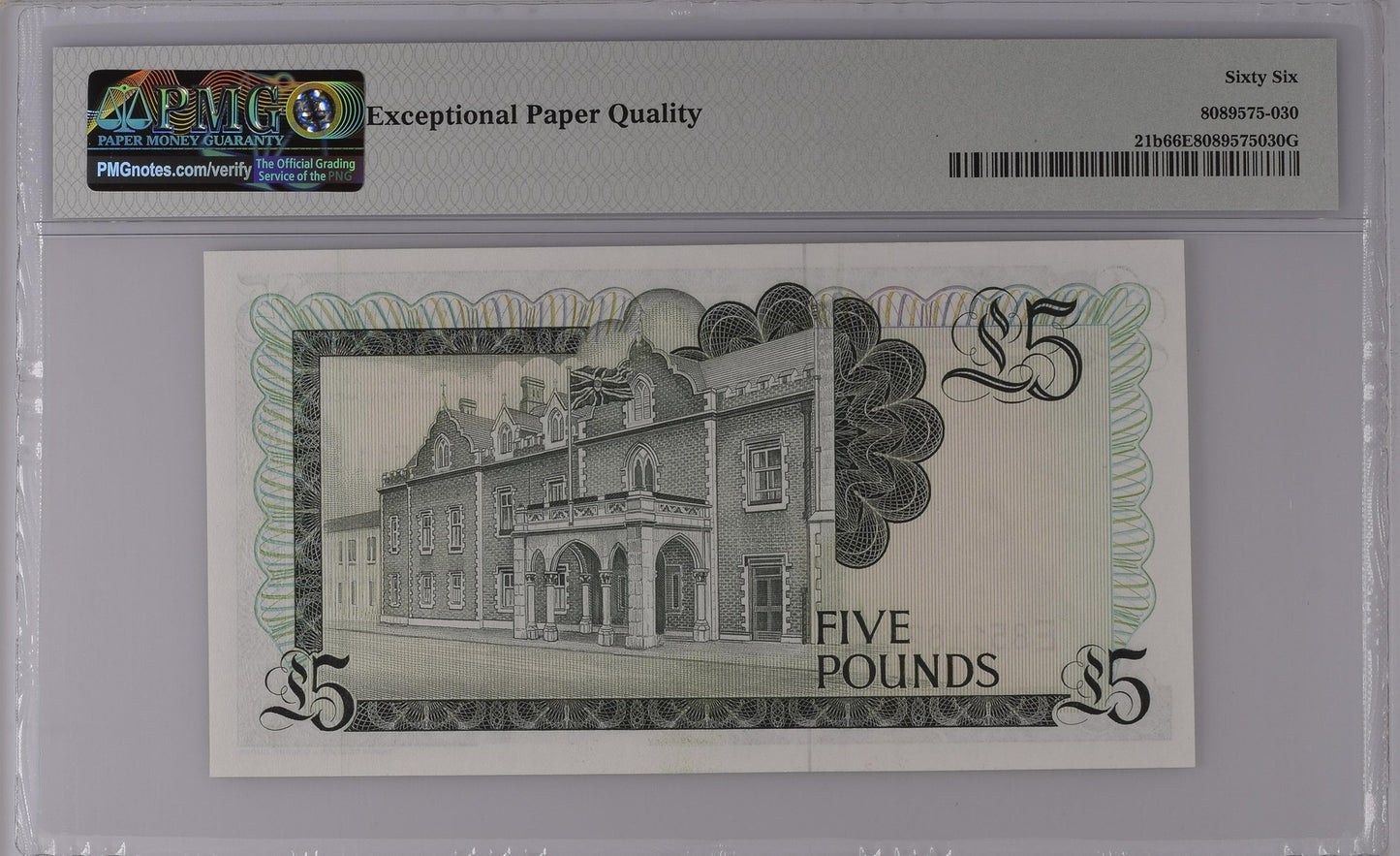 Gibraltar British Administration 5 Pounds 1988 P 21b UNC PMG 66 EPQ