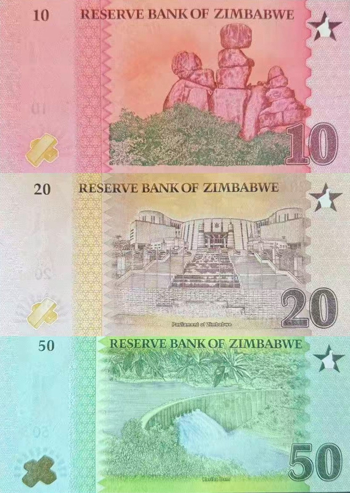 Zimbabwe 10 20 50 Zig 2026 P 115 116 117 NEW Design UNC Set 3 pcs