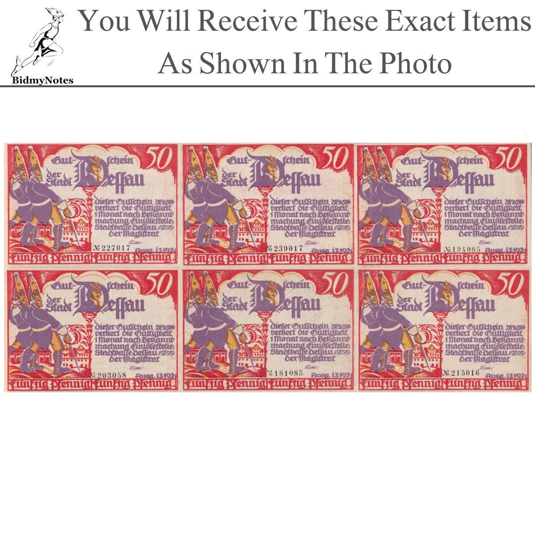 Germany Notgeld DESSAU 50 Pfennig 1921 Set 6 pcs