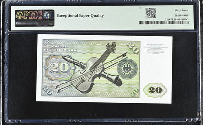 Germany Federal Republic 20 Deutsche Mark 1970 P 32a UNC PMG 67 EPQ 3rd TOP POP