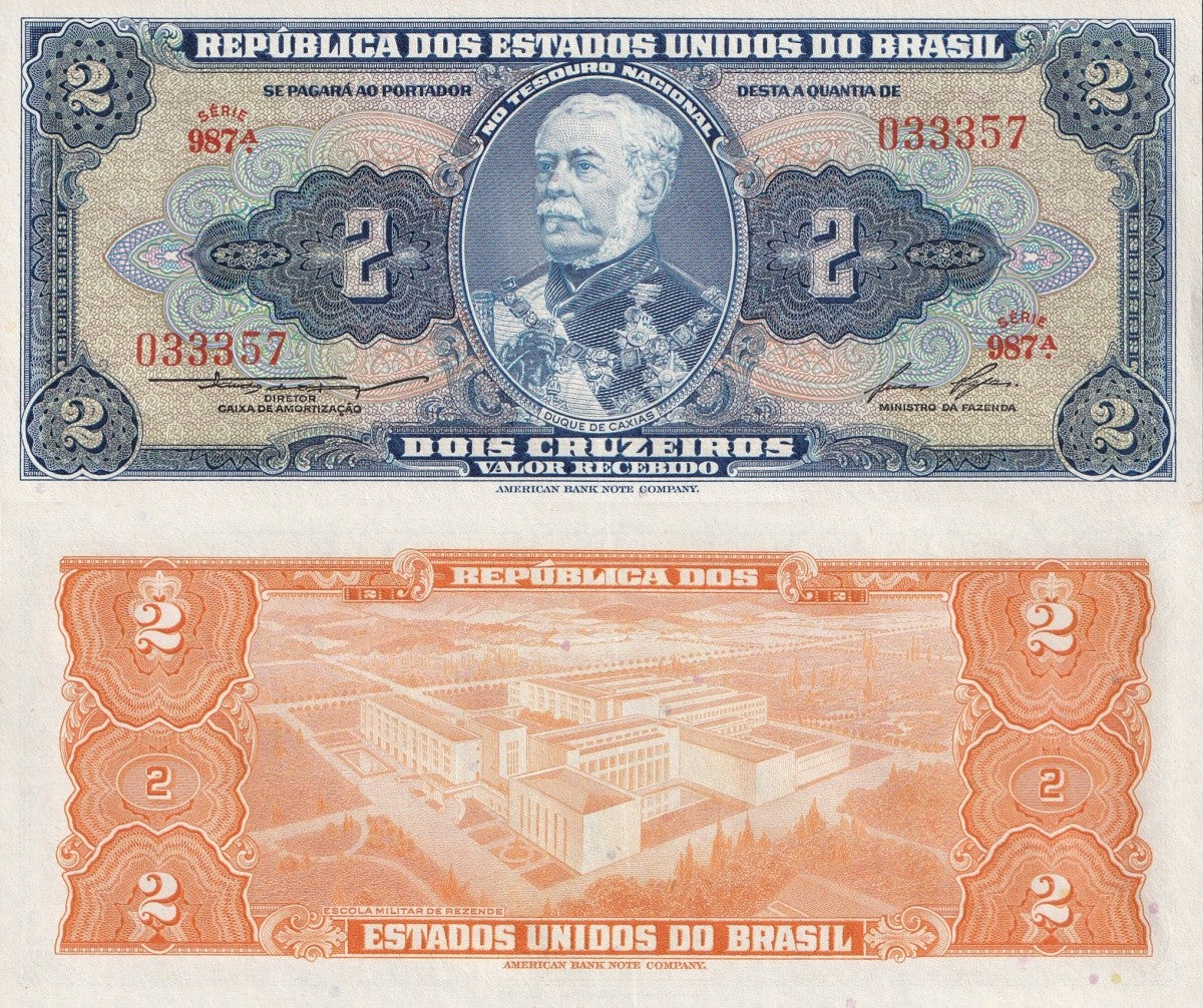 Brazil 2 Crvzeiros  ND 1954-1958 P 151 UNC MINOR FOXING 1/20 Bundle Lot 5 pcs