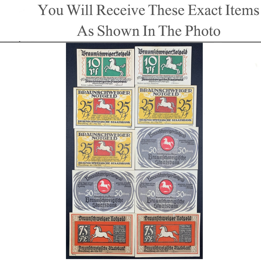 Germany Notgeld BRAUNSCHWEIG 10 25 50 75 Pfennig 1921 Set 10 pcs