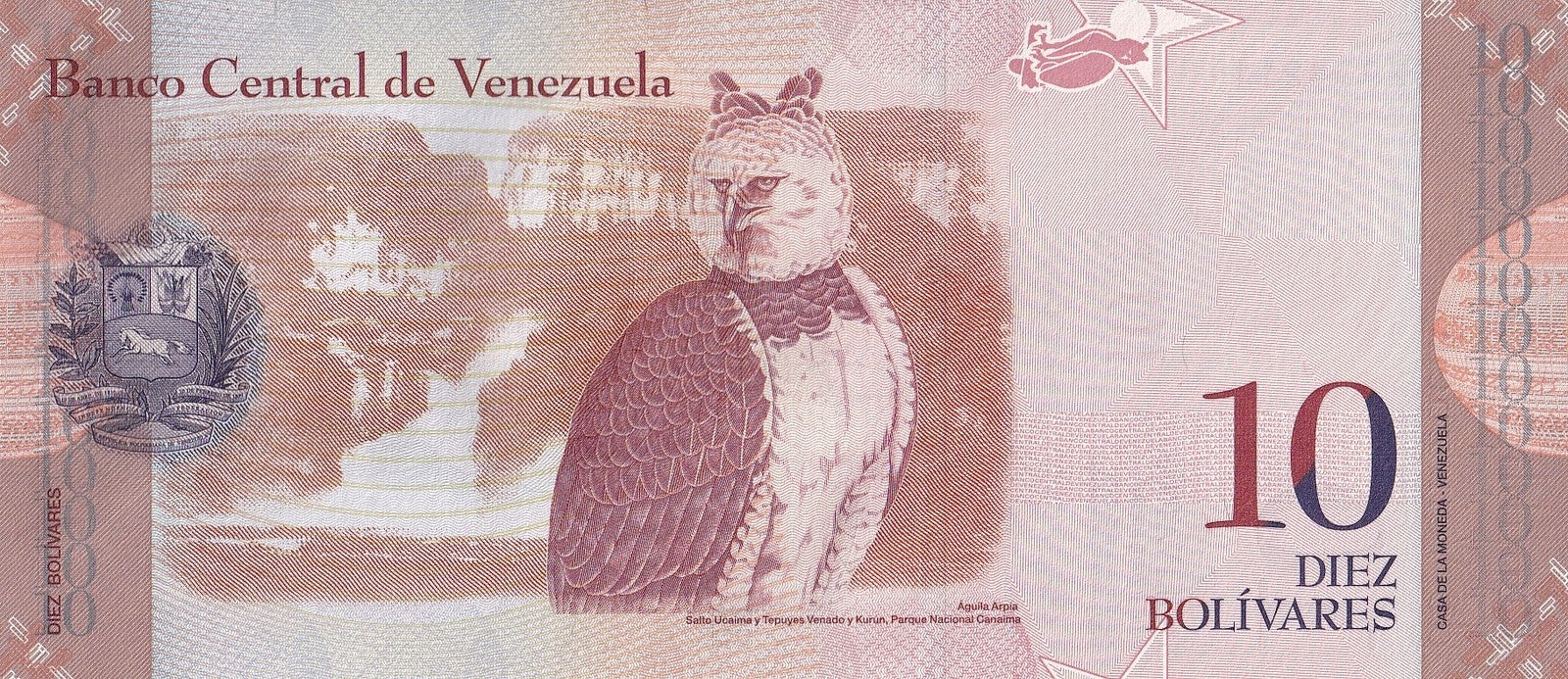 Venezuela 10 Bolivares 2007-2014 P 90 Random Sign UNC