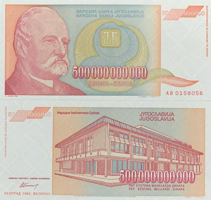 Yugoslavia 500 Billion Dinara 1993 P 137 UNC