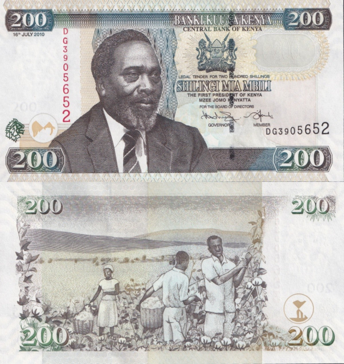 Kenya 200 Shillings 2010 P 49 UNC