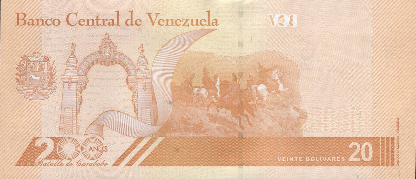 Venezuela 20 Bolivares 2021 P 117 UNC