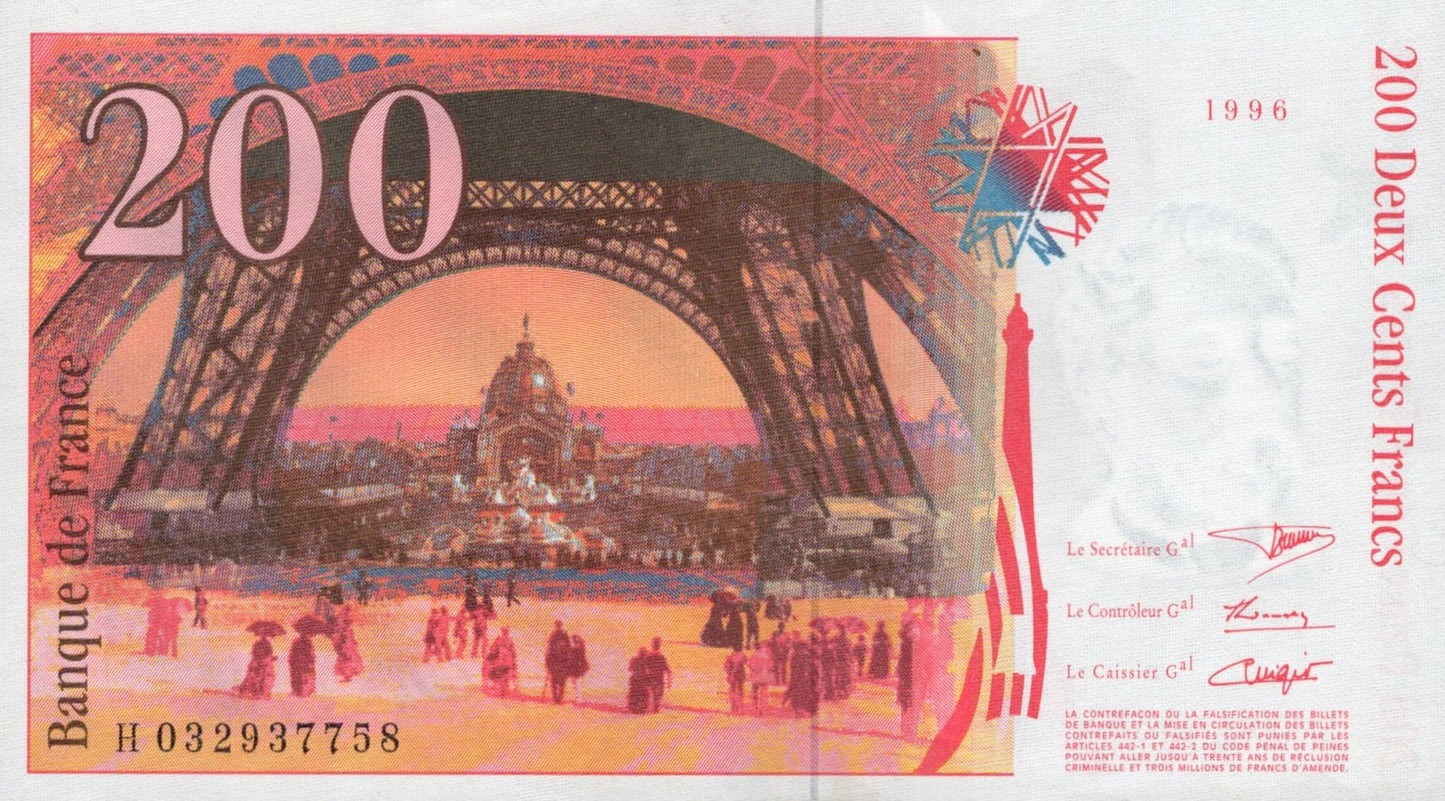 France 200 Francs 1996 P 159 XF AU