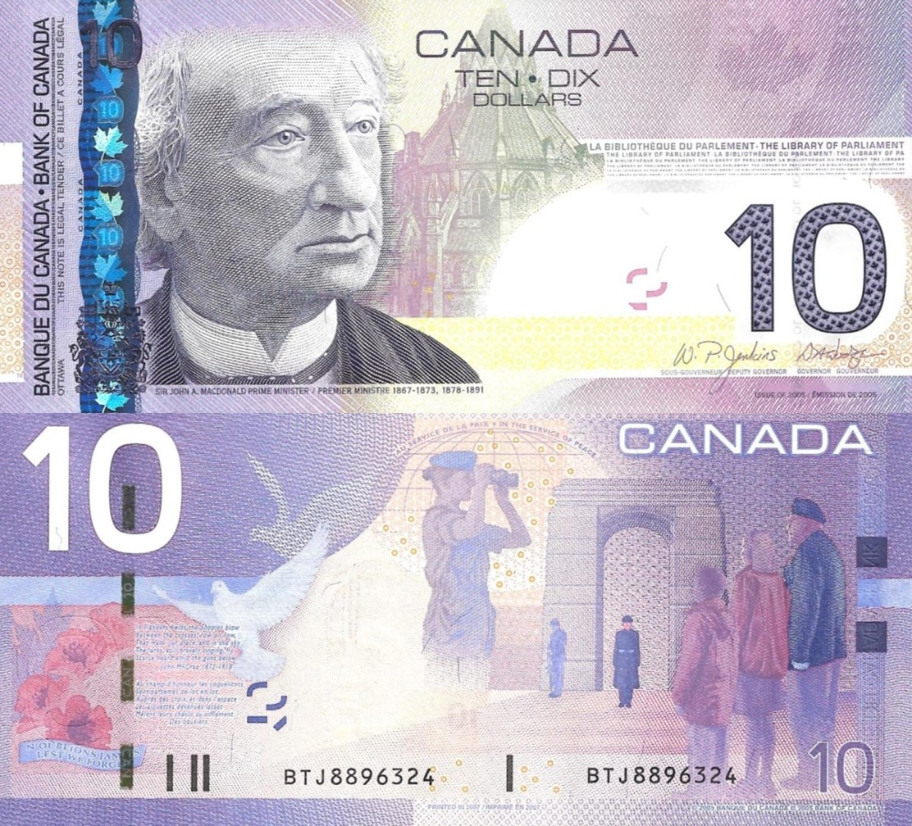 Canada 10 Dollars 2005 / 2007 P 102Ac BC-68a UNC