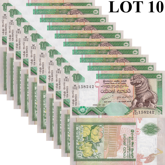 Sri Lanka 10 Rupees 2006 P 108f UNC 1/10 Bundle Lot 10 pcs