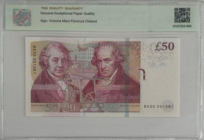 Great Britain 50 Pounds 2010 ND (2015) P 393b UNC TQG 67 EPQD With Hard Case