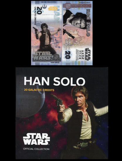 Disney Official Star Wars 20 Galactic Credits 2025 Han Solo UNC With Folder