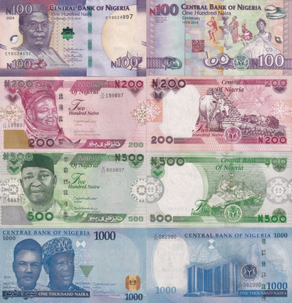 Nigeria 100 200 500 1000 Naira 2023-2024 P 41 47 48 49 New UNC COMM. SET 4 pcs