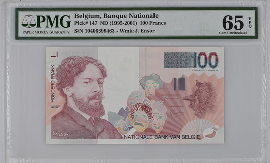 Belgium Banque National 100 Francs ND (1995-2001) P 147 UNC PMG 65 EPQ