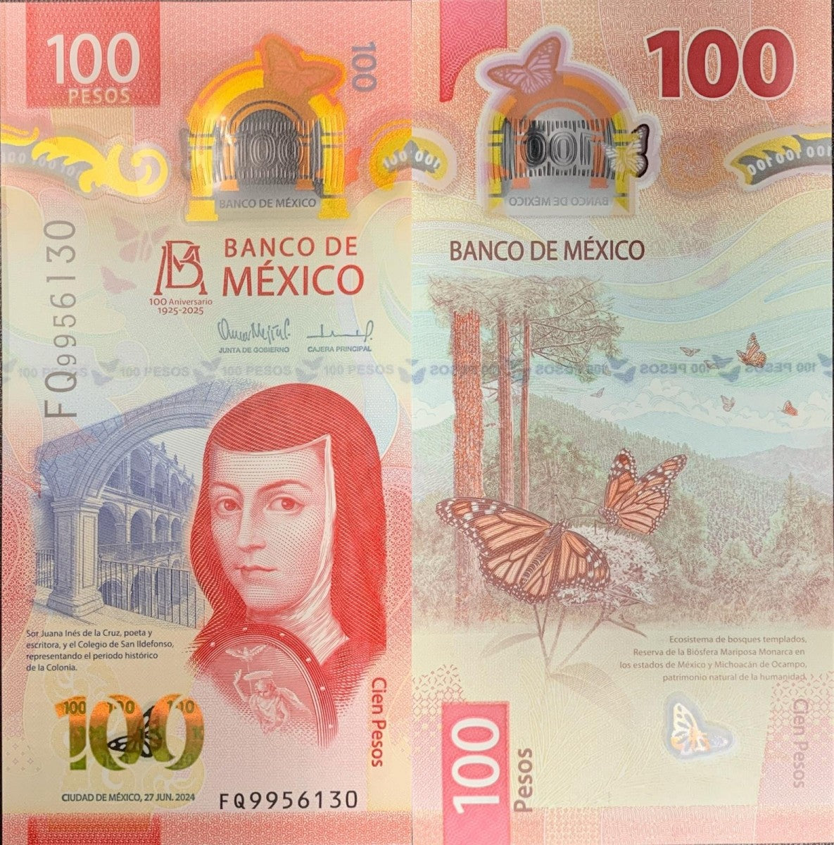 Mexico 100 Pesos 2025 P New Issue Polymer UNC Commemorative
